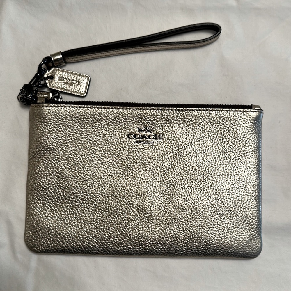 Authentic Coach Gold Metallic Wristlet